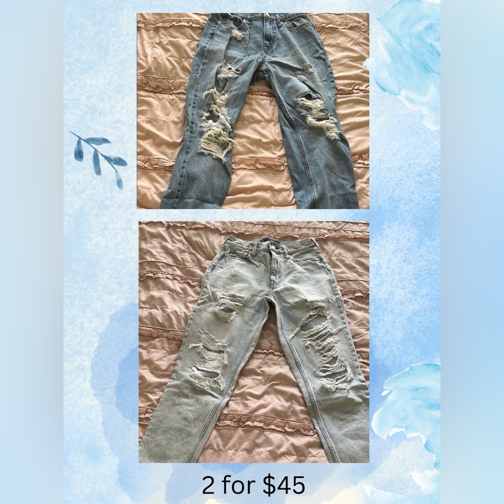 Distressed Blue Jeans